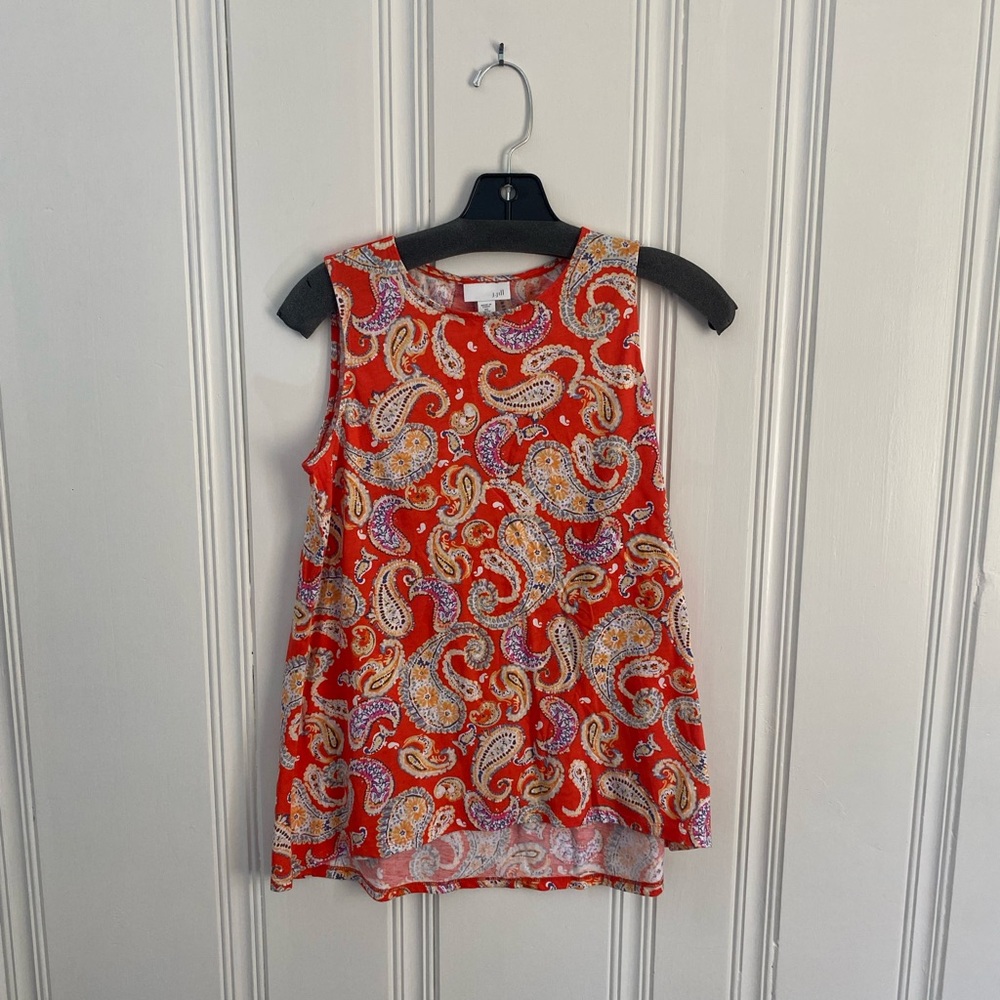 J. Jill XS Orange Paisley Sleeveless Cotton Modal Tank Top